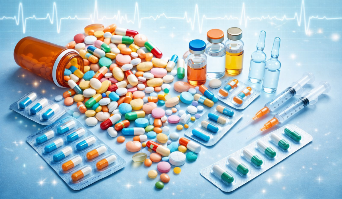 Medications forming a heart shape