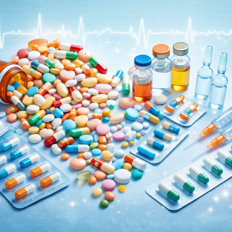 Medications forming a heart shape